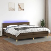 vidaXL Cama box spring c/ colchão/LED 200x200cm tecido castanho-escuro
