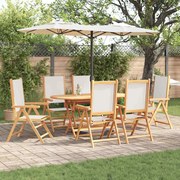 vidaXL Conjunto de Jantar de Jardim Manual 7 pcs Branco creme
