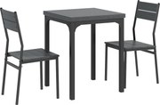 HOMCOM Conjunto de jantar 3 peças, Conjunto de mesa de jantar, 1 mesa, 2 cadeiras, MDF+Metal, Cinza | Aosom Portugal