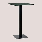 Mesa Alta De Bar Quadrada 60x60 Cm Em Mármore Livanto Mármore Verde Big Flower & Preto - Sklum