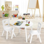 Conjunto de mesa e cadeira redonda para crianças Conjunto de 3 peças com mesa de actividades em madeira e centro de rede Verde Acessórios de decoração