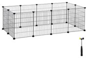 Cercadinho de cobaia SONGMICS, gaiola interna para coelhos, grande gabinete para exercícios, cerca modular de metal DIY para hamster, animal de estimação, animais pequenos, preto LPI01H