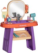 AIYAPLAY Penteadeira infantil com espelho LED, música, torneira, espelho acrílico, violeta, 55x29x71 cm | Aosom Portugal