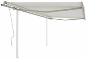 vidaXL Toldo retrátil manual com postes 4x3,5 m cor creme