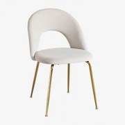 Cadeira De Jantar Estofada Glorys Dourado & Velluto Crema & Veludo - Sklum