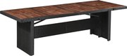 vidaXL Mesa de jardim 240x90x74 cm vime PE e madeira acácia maciça