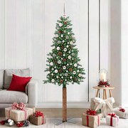 vidaXL Árvore de Natal Slim com 300 LEDs com suporte Verde 210 cm
