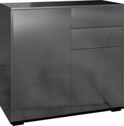 HOMCOM Cômoda Buffet Móvel de Arrumação 2 gavetas 2 portas com prateleira 79 x 36 x 74 cm preto brilhante | Aosom Portugal