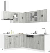 vidaXL 11 peças armário de cozinha conjunto Kalmar cinza sonoma