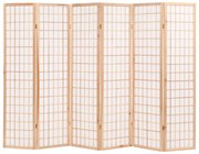 vidaXL Biombo dobrável com 6 painéis estilo japonês 240x170 cm natural