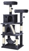 Poste arranhadores para gatos com 2 cavernas | FEANDREA | 60 x 50 x 155 cm | cinzento | PCT163G01.