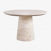 Mesa De Jantar Redonda Ø120 Cm Em Cimento Noemi Look Travertino - Sklum