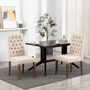 vidaXL Cadeiras de jantar 2 pcs tecido aspeto linho bege