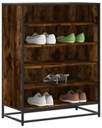 vidaXL Sapateira 75x38x97,5 cm deriv. de madeira/metal carvalho fumado