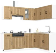 vidaXL 11 peças armário de cozinha conjunto Lucca carvalho artesanal