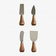 Conjunto De 4 Talheres Para Queijos Em Madeira E Aço Anderson Castanho Acácia - Sklum