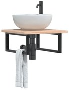 vidaXL Prateleira de parede p/ lavatório aço/madeira carvalho maciça