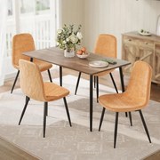 Conjunto de 4 cadeiras de sala de jantar (MESA NÃO INCLUIDA)  em tecido chenille 55 x 43,5 x 85,5 cm Castanho caramelo