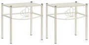 Mesas de cabeceira 2 pcs metal branco e vidro transparente