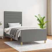 Estrutura de cama c/ cabeceira tecido 80x200 cm cinza-escuro