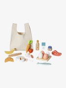 Conjunto de alimentos + saco de compras, em madeira certificada madeira