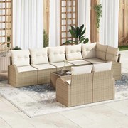 vidaXL Conjunto de Sofá de Jardim 9 Peças com Almofadas Marrons em Rattan Sintético