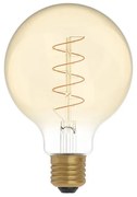 Lâmpada LED Dourada C06 Linha Carbono Filamento Curvo Espiral Globo G95 4W E27 Regulável 1800K