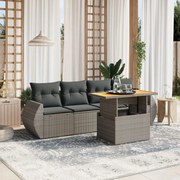 vidaXL 5 pcs conjunto sofás de jardim c/ almofadões vime PE cinzento