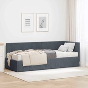 vidaXL Estrutura de Cama de Canto com Colchão 2 pcs Cinzeto Veludo