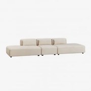 Sofá-chaise Duplo Modular De 3 Peças Fogler Bombazina Crema Linho - Sklum
