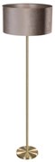 Candeeiro de Pé Simplo em Latão com Abajur em Veludo Taupe 50cm