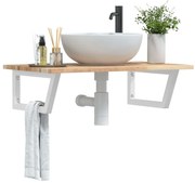 vidaXL Prateleira de parede p/ lavatório aço/madeira de acácia maciça