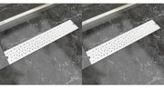 VidaXL Dreno de chuveiro linear 2 pcs bolhas 630x140 mm aço inoxidável