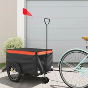vidaXL Reboque para bicicleta 30 kg ferro preto e laranja