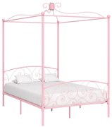 vidaXL Estrutura de cama com dossel 120x200 cm metal cor-de-rosa
