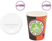 vidaXL Copos de café de papel com tampas 1000 pcs 8oz 240ml