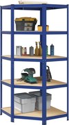 vidaXL Estante de canto 5 prateleiras derivados de madeira e aço azul