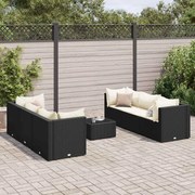 vidaXL 7 pcs conjunto lounge de jardim c/ almofadões vime PE preto