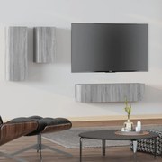 vidaXL Conjunto móveis de TV 4 pcs madeira processada sonoma cinza