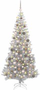 vidaXL Árvore de Natal com 300 LEDs com suporte Prateado 180 cm PET