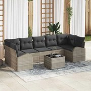 vidaXL Conjunto de Sofá de Jardim de 8 Peças com Almofadas Cinza Claro em Rattan