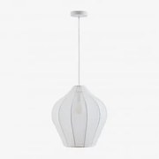 Candeeiro De Teto Belisa Em Metal E Tecido Branco & Ø40 Cm - Sklum