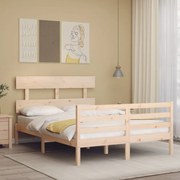 vidaXL Estrutura de cama de casal c/ cabeceira madeira maciça