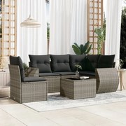 vidaXL 6 pcs conjunto sofás de jardim com almofadões vime cinzento