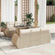 vidaXL 6 pcs conjunto de sofás p/ jardim com almofadões vime PE bege