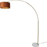 Candeeiro de pé em aço com abajur laranja e interior dourado 50cm - XXL