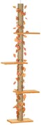 PawHut Árvore para Gatos do Chão ao Teto 37x21x202-242 cm Torre Arranhador para Gatos com Altura Ajustável 3 Plataformas Laranja