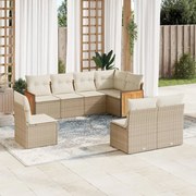 vidaXL 8 pcs conjunto de sofás p/ jardim com almofadões vime PE bege