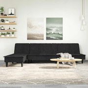 vidaXL Sofá-cama em forma de L 255x140x70 cm veludo preto