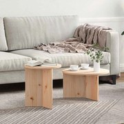 vidaXL Mesa de centro 2 pcs Natural Madeira de pinho maciça